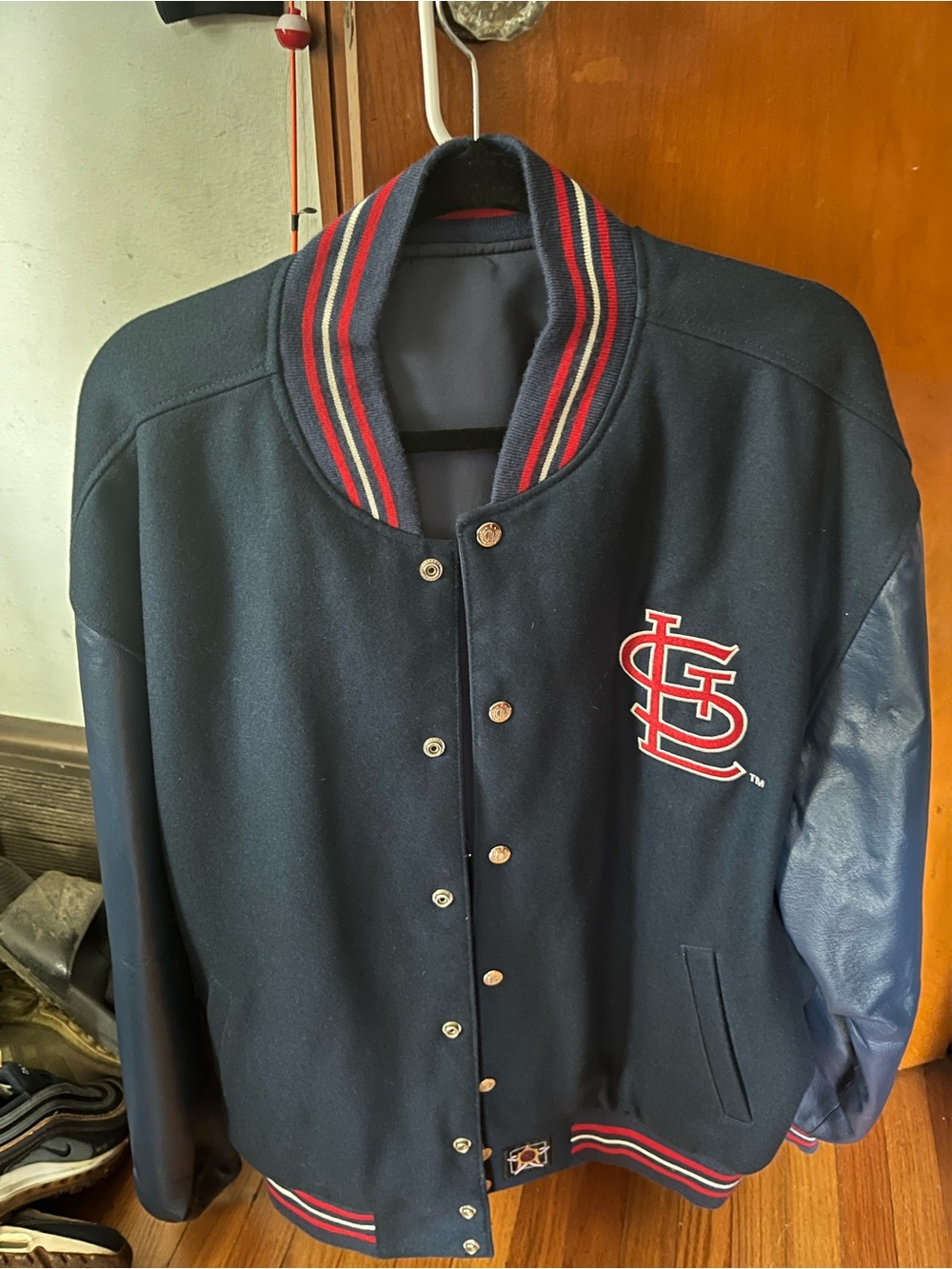 Limited edition JH Design, St.Louis Cardinals Navy Varsity Jacket with Red Logo